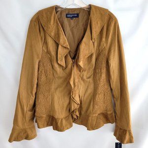 NWT Jones New York Signature 12 Brown Faux Suede Jacket Coat Lined Charente
